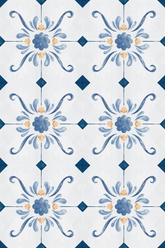 Pattern repeat of Antique tile removable wallpaper design