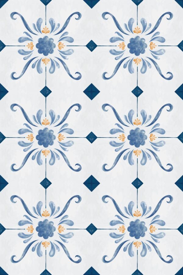 Pattern repeat of Antique tile removable wallpaper design