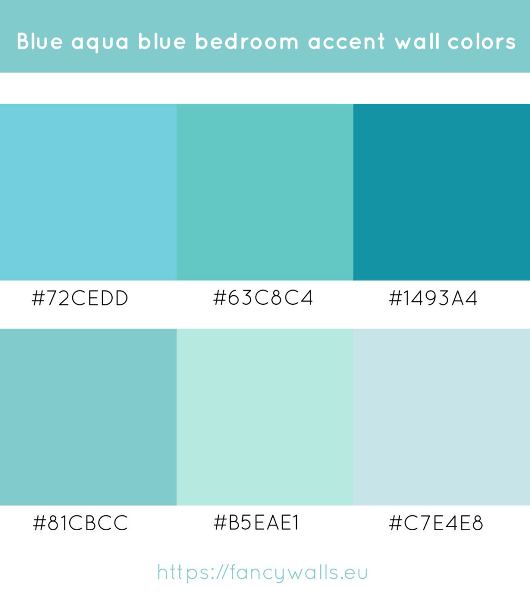 Aqua blue colors for bedroom accent walls