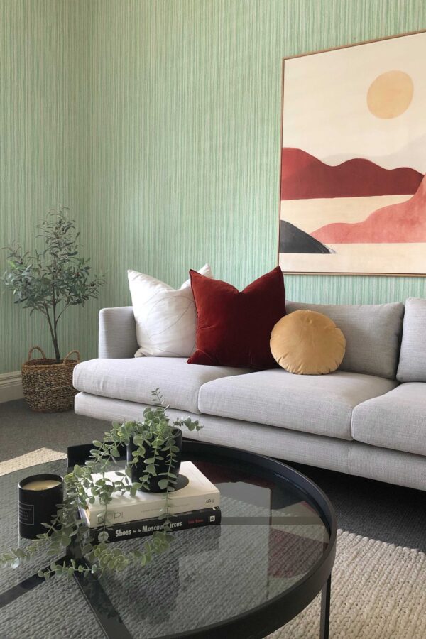 Fancy Walls Aquamarine Preppy Lines Green Calm self-adhesive wallpaper