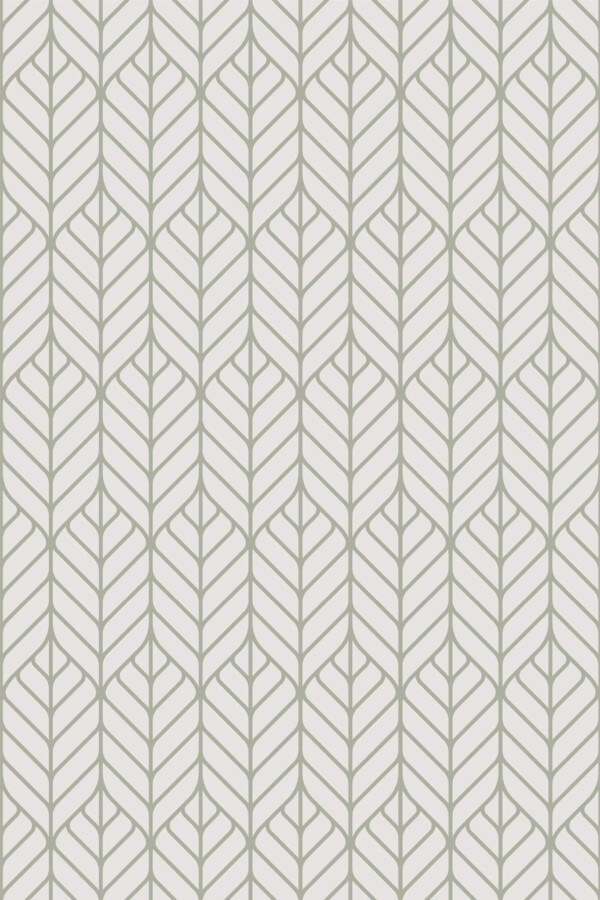 Pattern repeat of Art deco abstract leaf removable wallpaper design