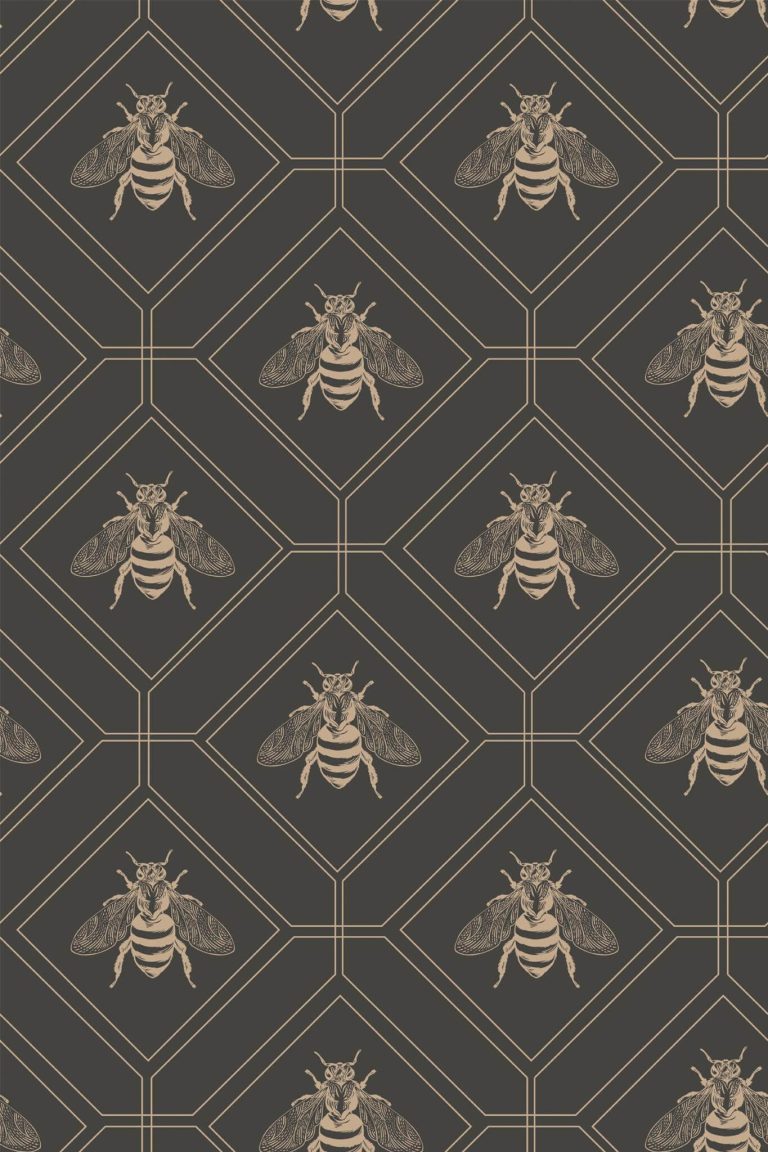 Pattern repeat of Art deco bee removable wallpaper design