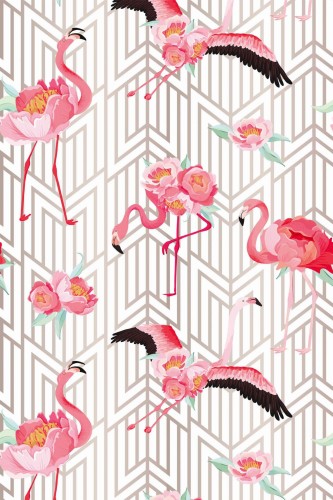 Pattern repeat of Art Deco bird removable wallpaper design