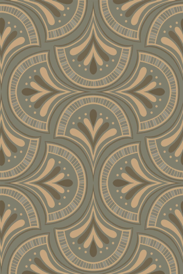 Pattern repeat of Art Deco classy removable wallpaper design