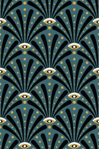 Pattern repeat of Art deco eyes removable wallpaper design