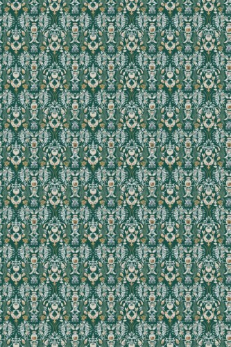 Self-adhesive wallpaper featuring art deco green damask by Fancy Walls