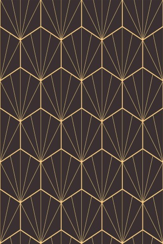 Pattern repeat of Art Deco hexagon removable wallpaper design