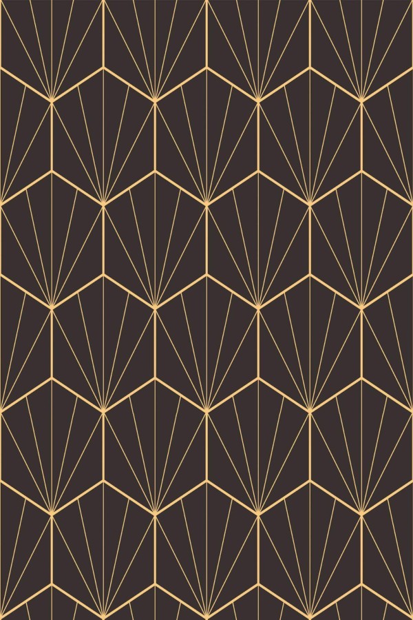 Pattern repeat of Art Deco hexagon removable wallpaper design