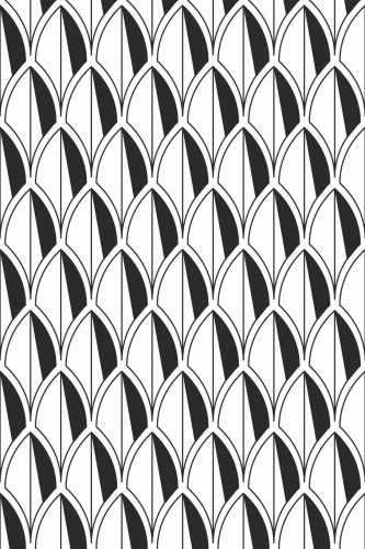 Pattern repeat of Art Deco leaf removable wallpaper design