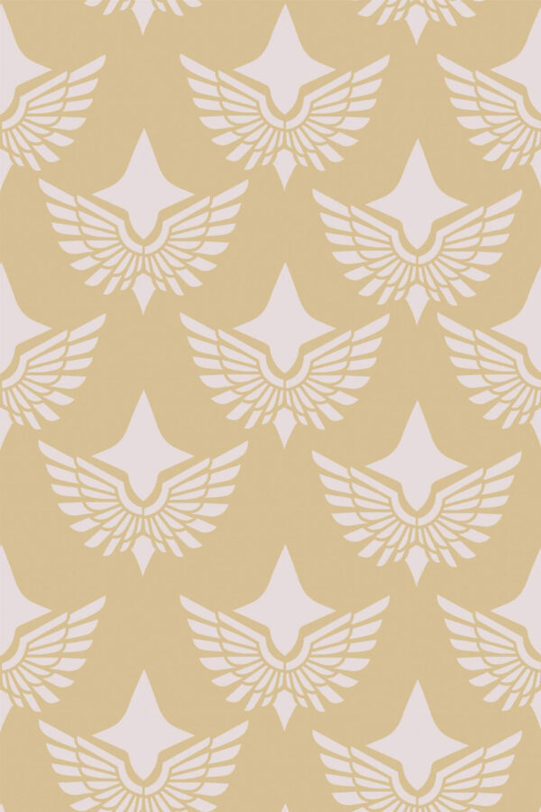 Pattern repeat of Art Deco wings removable wallpaper design