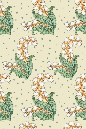 Pattern repeat of Art Nouveau floral removable wallpaper design