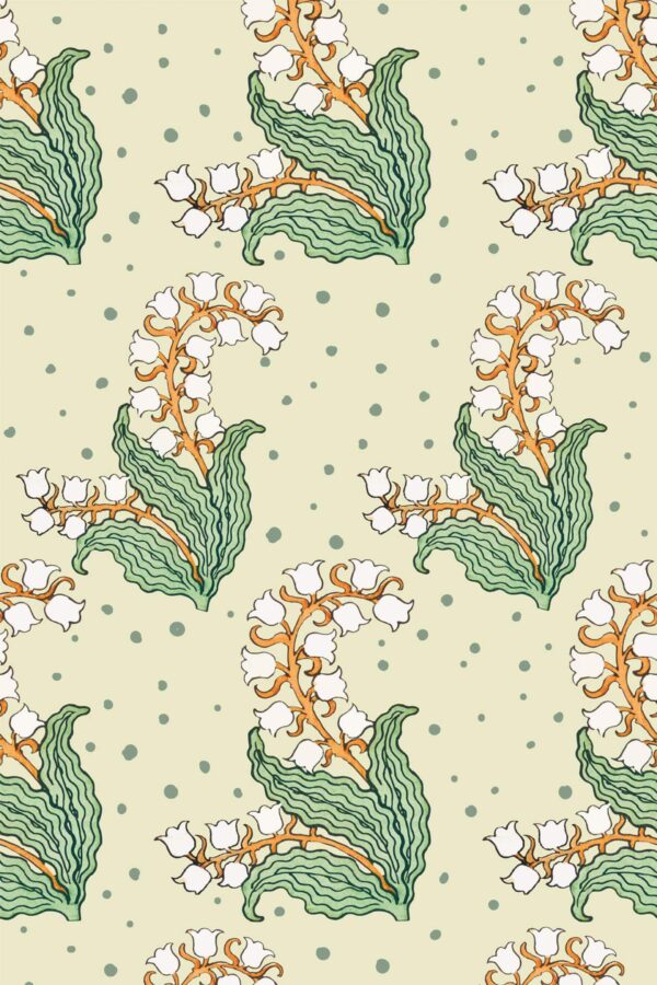 Pattern repeat of Art Nouveau floral removable wallpaper design