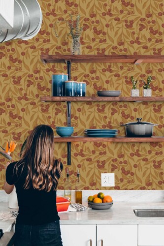 Fancy Walls Autumn Berries Brown Simple removable wallpaper