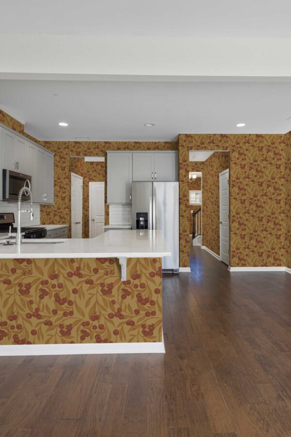 Fancy Walls Autumn Berries Brown Simple self-adhesive wallpaper