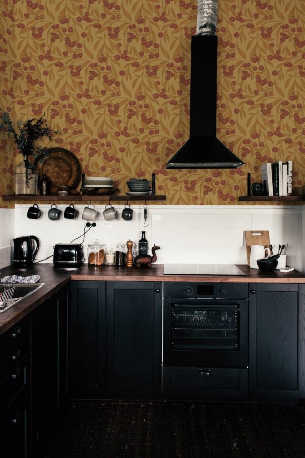 Fancy Walls Autumn Berries Brown Simple peel and stick wallpaper