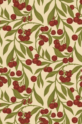 Fancy Walls Autumn Berries Green Simple traditional wallpaper
