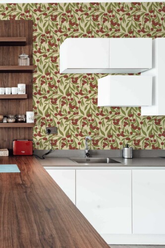 Fancy Walls Autumn Berries Green Simple peel and stick wallpaper