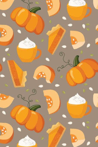 Pattern repeat of Autumn pumpkin spice removable wallpaper design