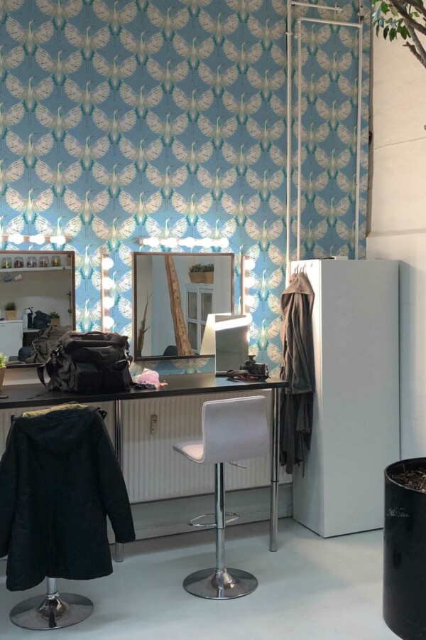 Fancy Walls peel and stick wallpaper featuring Light Blue Crane Bird