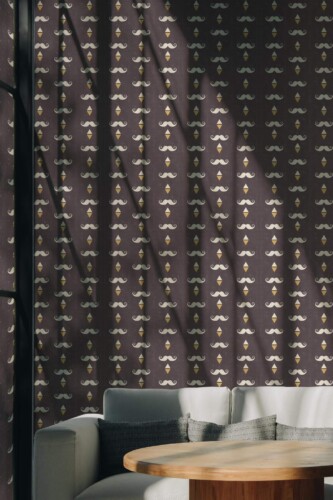 Scandinavian style living room decorated with Barber shop vintage peel and stick wallpaper