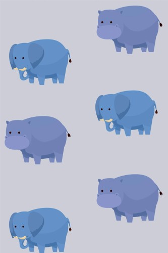 Pattern repeat of Behemoth and elephant removable wallpaper design