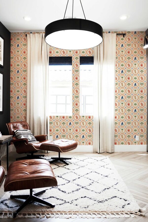 Fancy Walls beige animal peel and stick wallpaper cool summer tile pattern