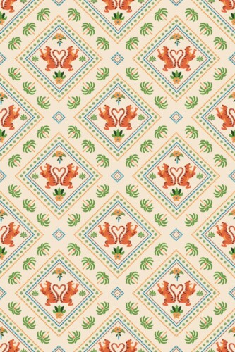 Fancy Walls traditional wallpaper beige geometrical tropical animals