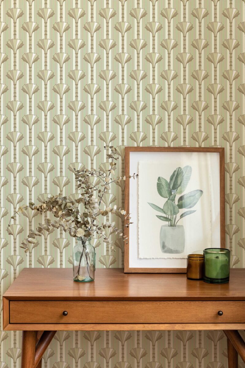 Classic Beige Nouveau Ornament Wallpaper
