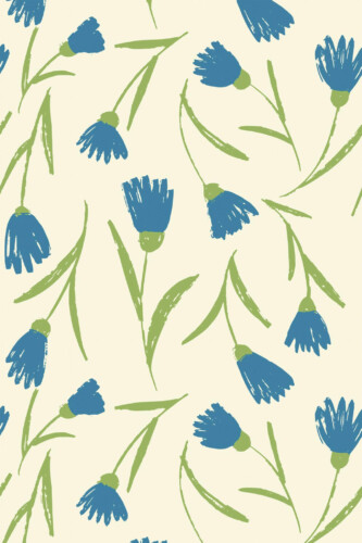 Pattern repeat of Beige Bloom removable wallpaper design