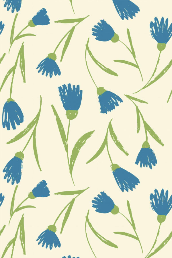 Pattern repeat of Beige Bloom removable wallpaper design