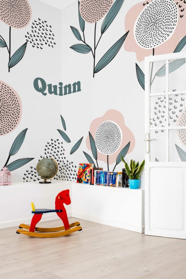 Wall mural peel and stick, Beige Blooms by Fancy Walls