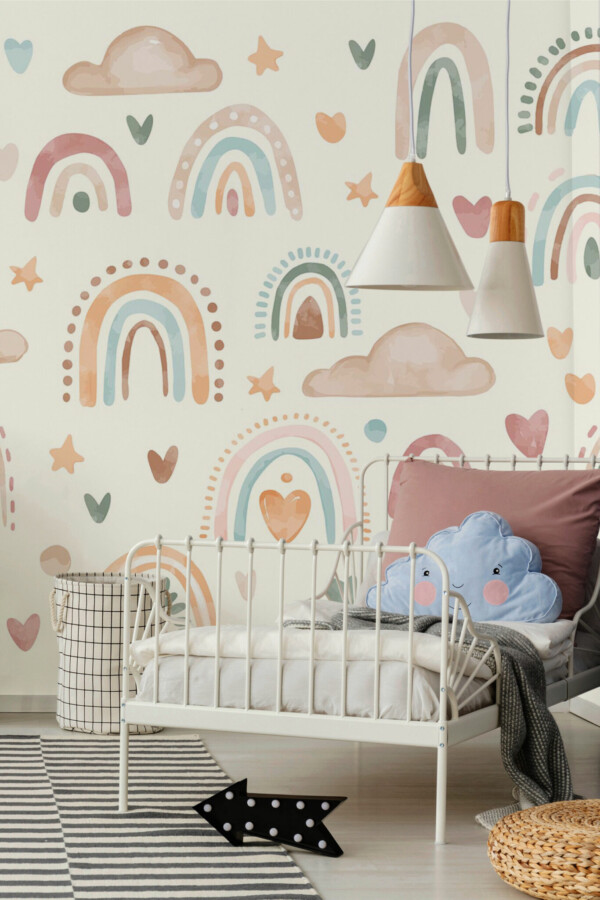 Beige Boho Rainbows removable wall mural from Fancy Walls