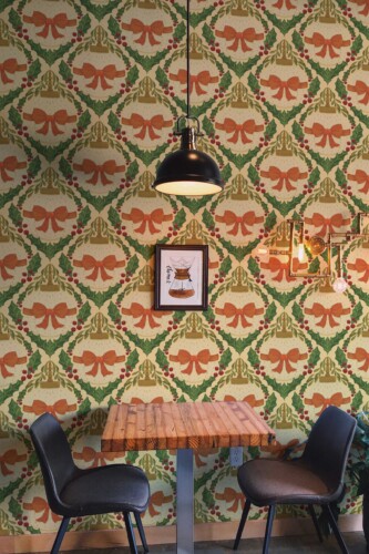 Fancy Walls Bows and Bubbles Beige Orange peel and stick wallpaper