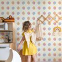 Fancy Walls Beige Dog wallpaper for Kids room walls in Cute Kawaii style removable wallpaper.