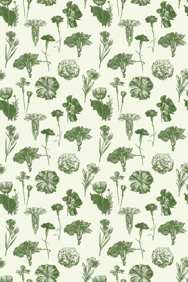 Vintage Biophilic Floral Wallpaper