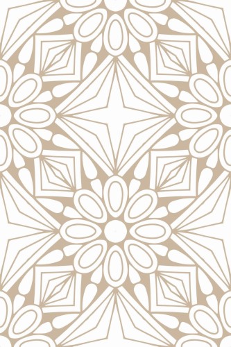 Pattern repeat of Beige geometric floral removable wallpaper design