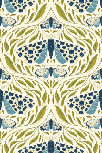 Fancy Walls Moths in Light Blue self-adhesive wallpaper