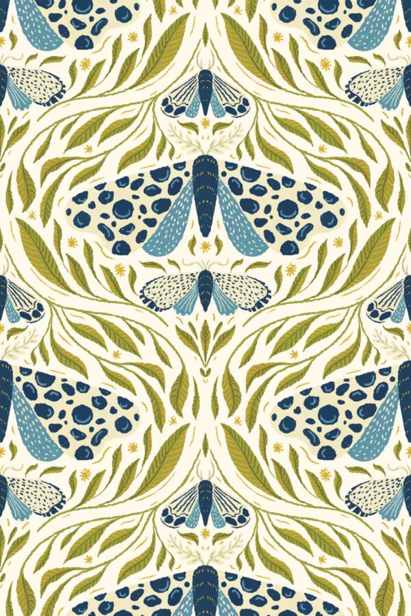 Fancy Walls Moths in Light Blue self-adhesive wallpaper
