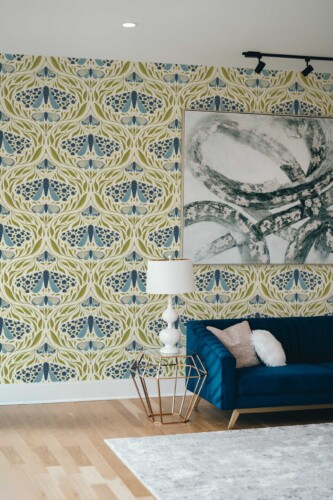 Fancy Walls Moths in Light Blue traditional wallpaper