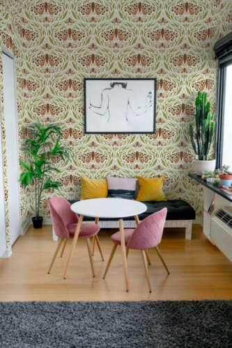 Fancy Walls Moths in Light Red peel and stick wallpaper