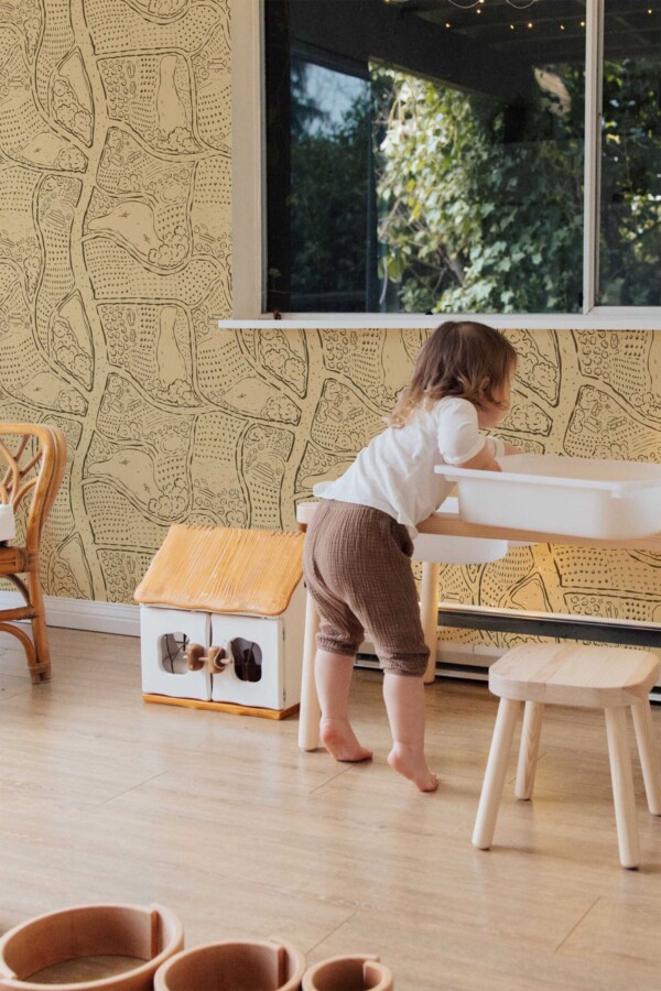 Fancy Walls Contour lines Beige removable wallpaper