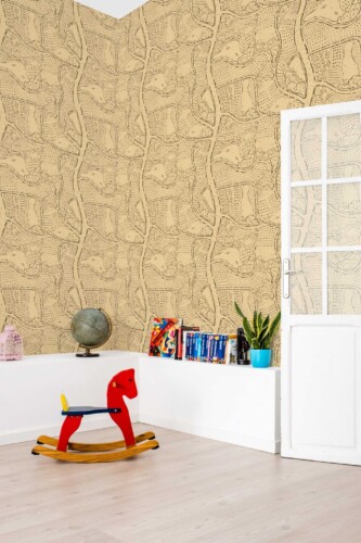 Fancy Walls Contour lines Beige self-adhesive wallpaper