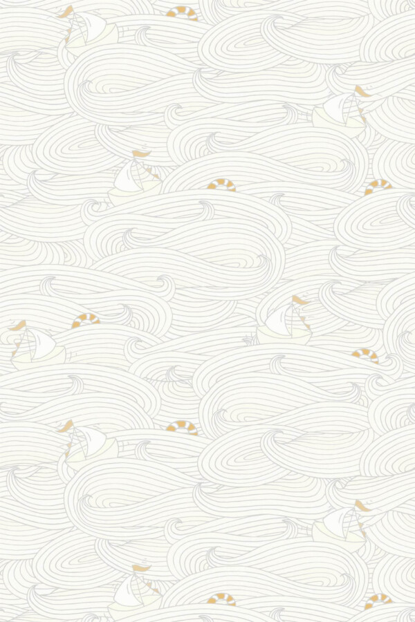 Pattern repeat of Beige Nursery Voyage removable wallpaper design