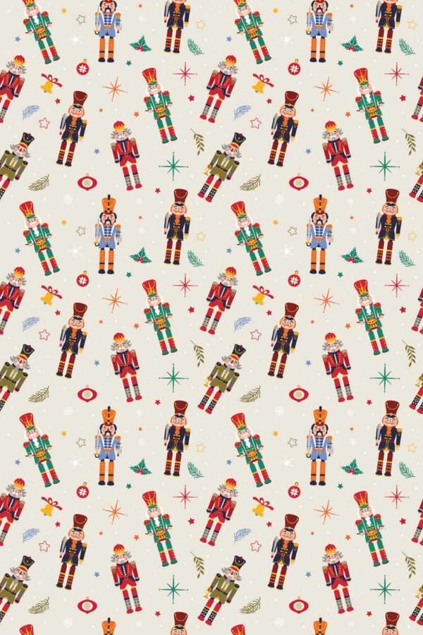 Beige Christmas peel and stick wallpaper by Fancy Walls