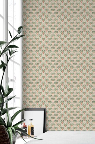 Fancy Walls unpasted wallpaper showcasing a retro-inspired Art Deco palm aesthetic.
