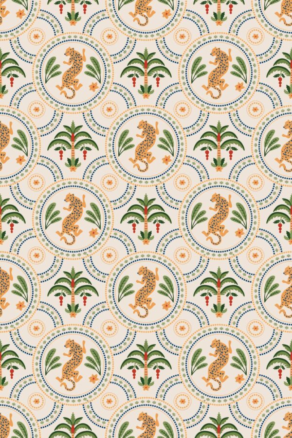 Fancy Walls beige animal peel and stick wallpaper with cute summer tiles