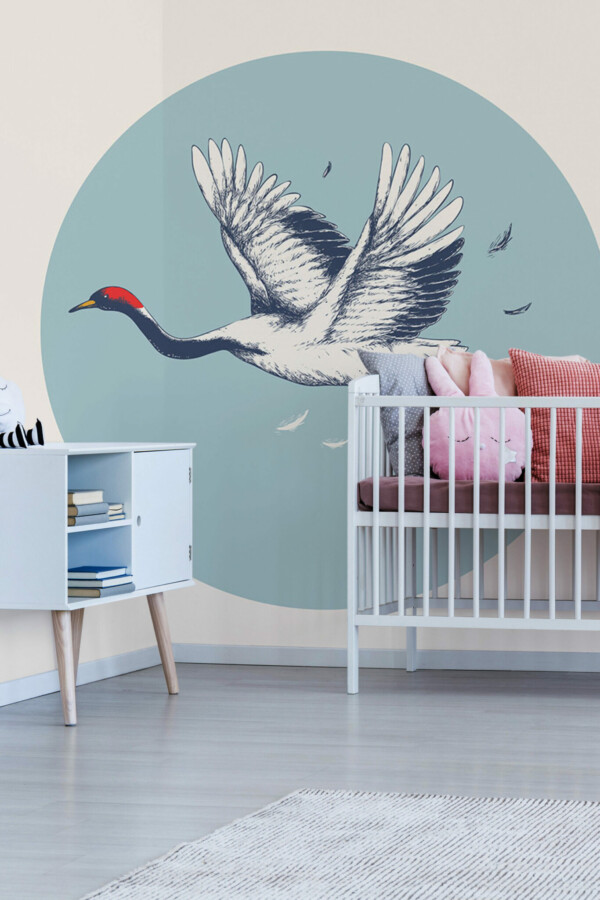 Seagull Soaring on Beige Skies Wall Mural, wall paper mural by Fancy Walls