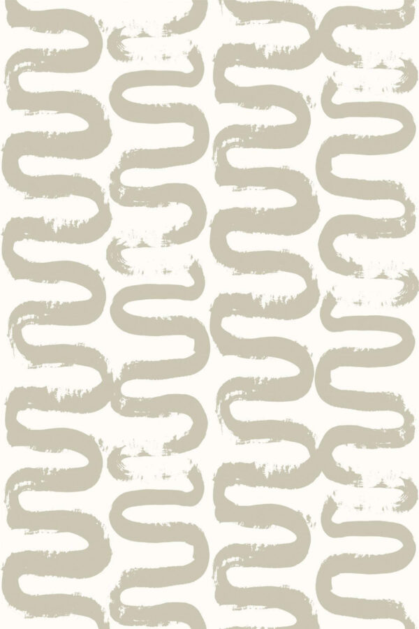 Pattern repeat of Beige Wiggle Brush removable wallpaper design