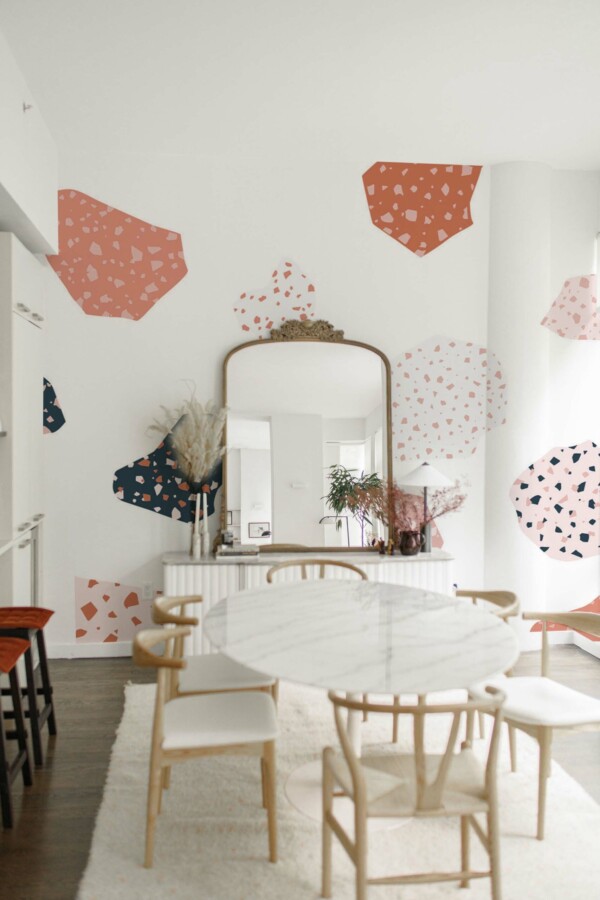 White Terrazzo design wall mural peel and stick by Fancy Walls