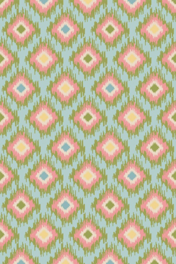 Pattern repeat of Bimini ikat removable wallpaper design
